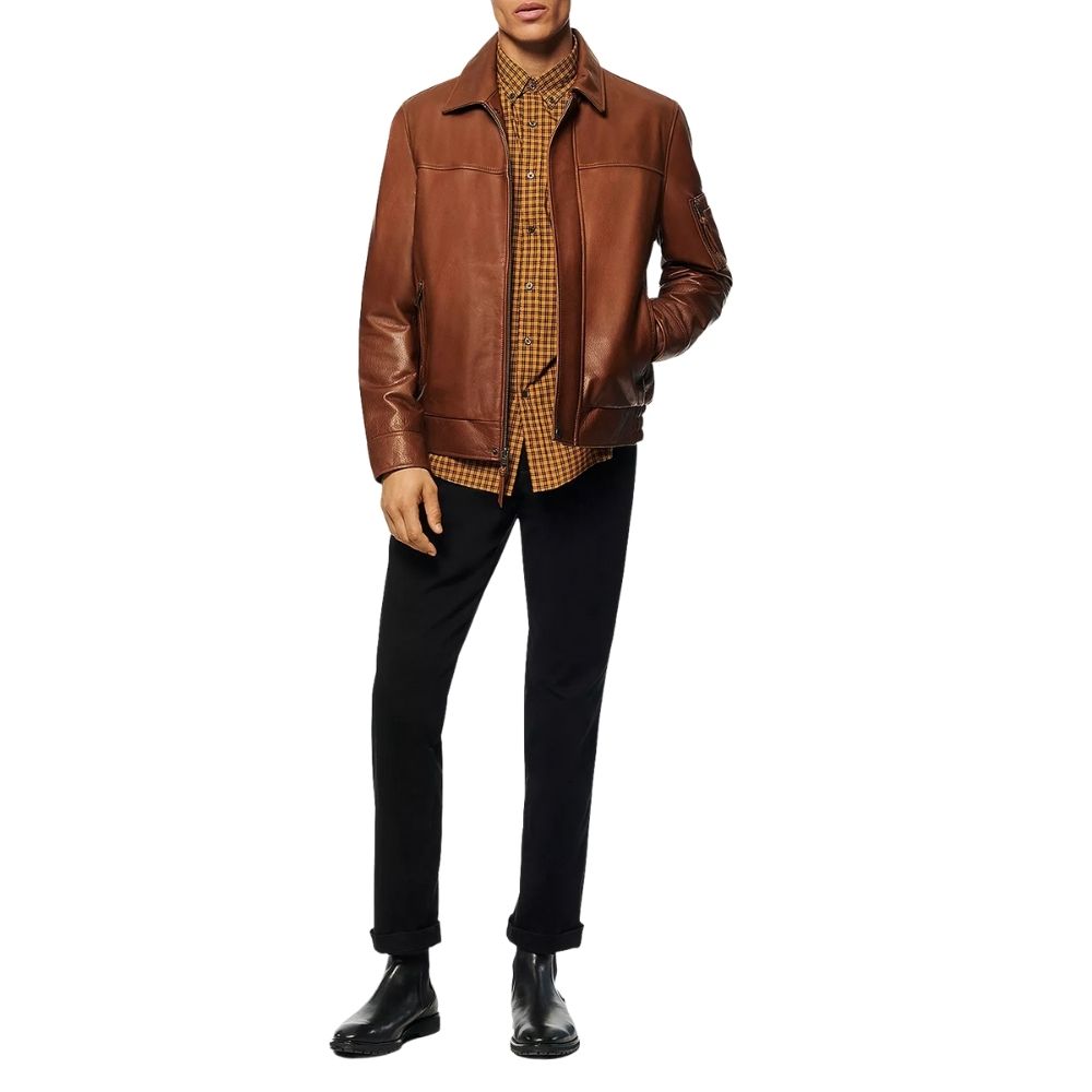 Bond Brown Bomber Leather Jacket