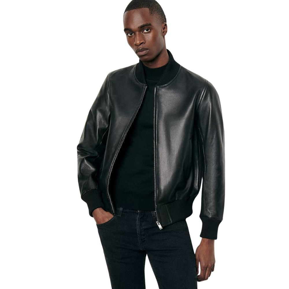 Ajax Black Bomber Leather Jacket