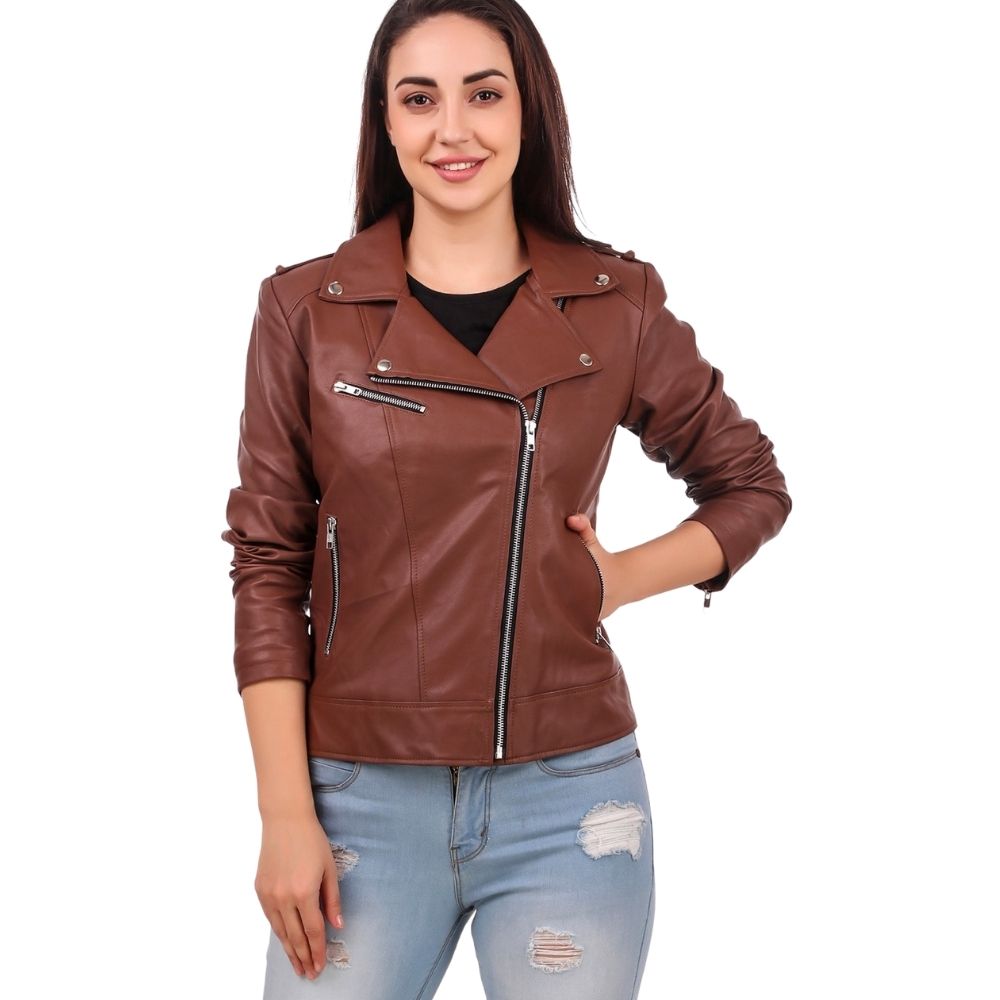 Emely Brown Motorcycle Leather Jacket