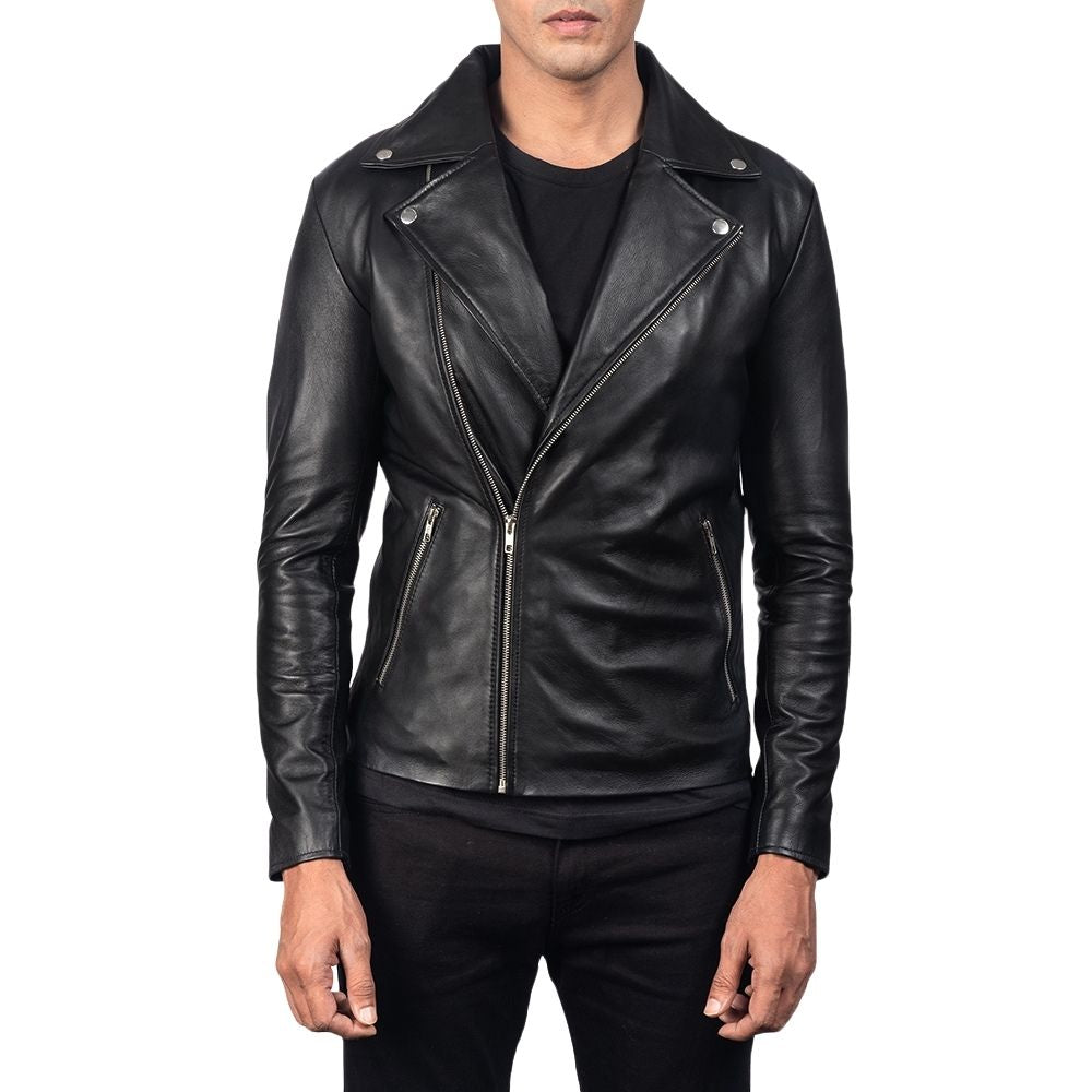 Devin Black Motorcycle Leather Jacket