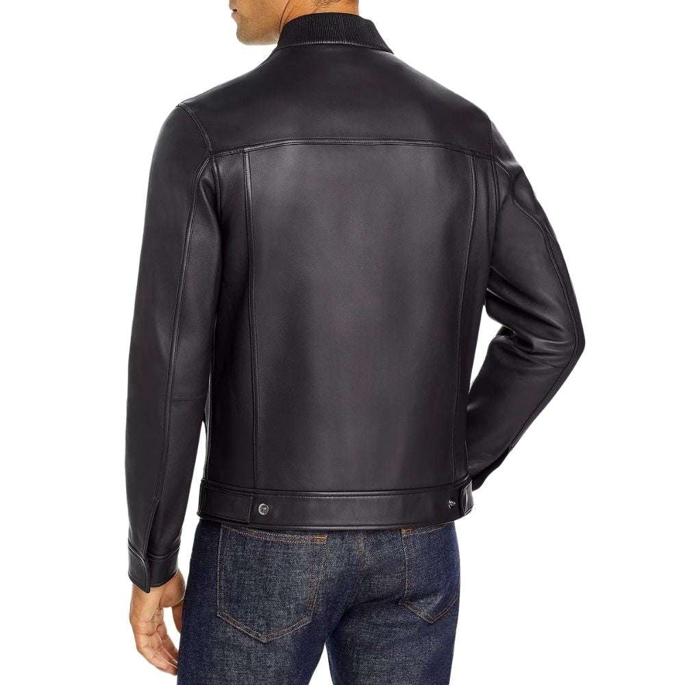 Ferris Black Bomber Leather Jacket