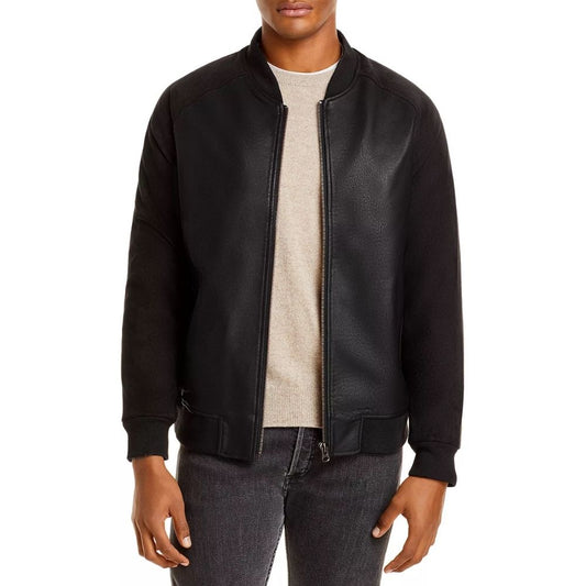 Devyn Black Bomber Leather Jacket