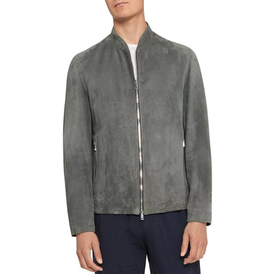 Argento Gray Suede Bomber Leather Jacket