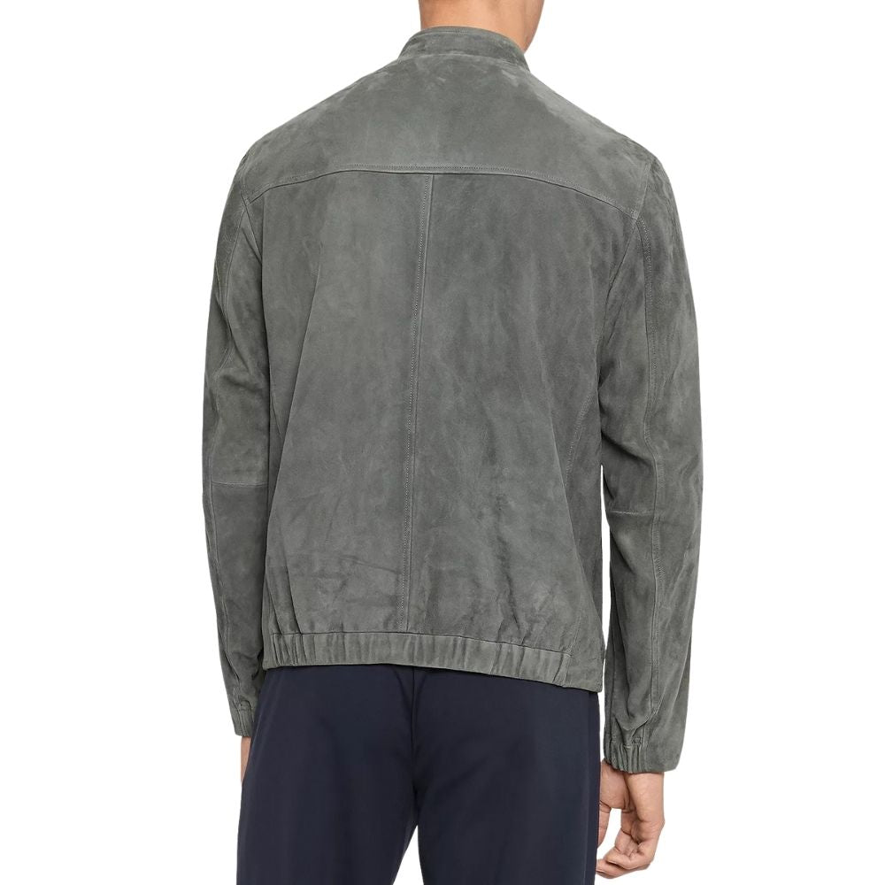 Argento Gray Suede Bomber Leather Jacket