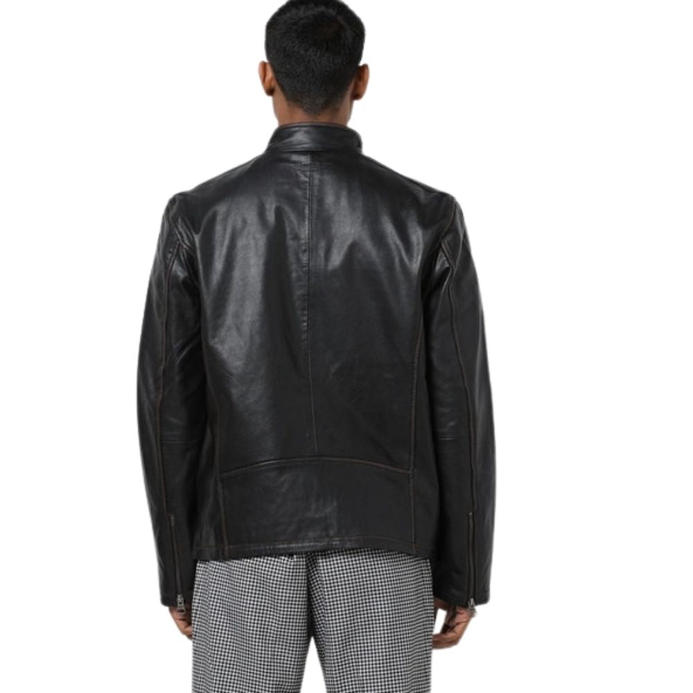 Harrison Black Racer Leather Jacket