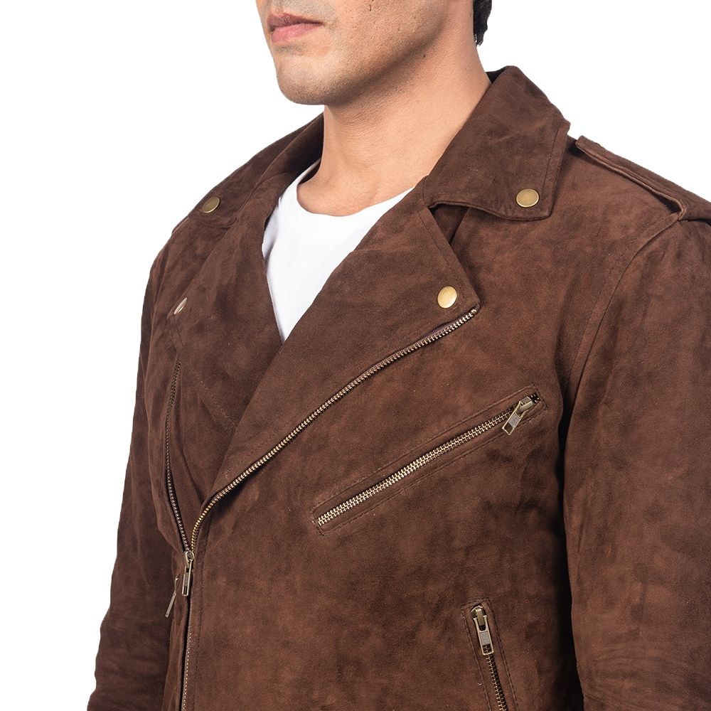 Kyle Brown Suede Motorcycle Leather Jacket