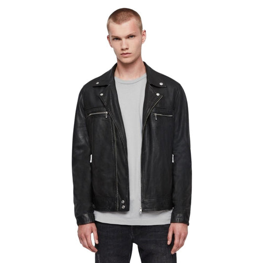 Charles Black Biker Leather Jacket