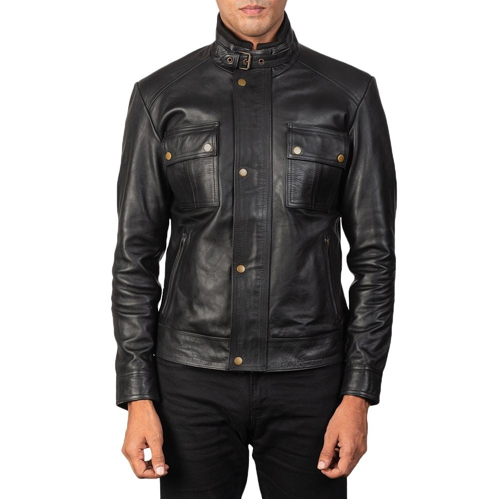 Emmett Black Racer Leather Jacket