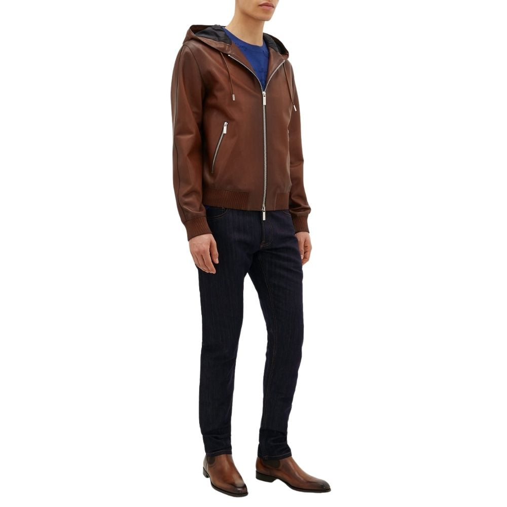 Alec Brown Bomber Leather Jacket