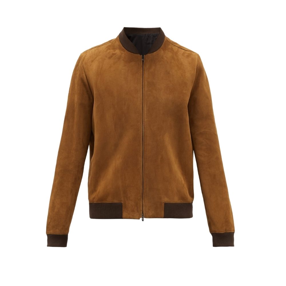 Brax Tan Suede Bomber Leather Jacket