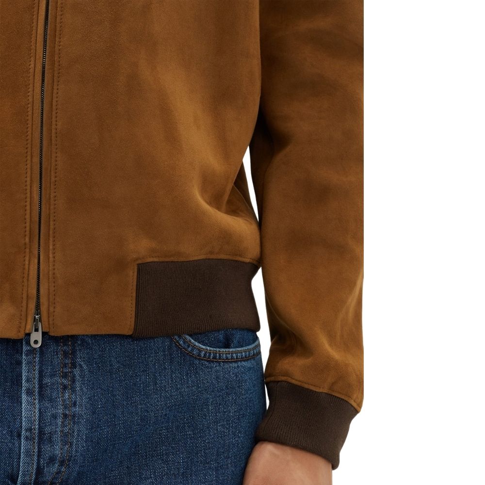 Brax Tan Suede Bomber Leather Jacket