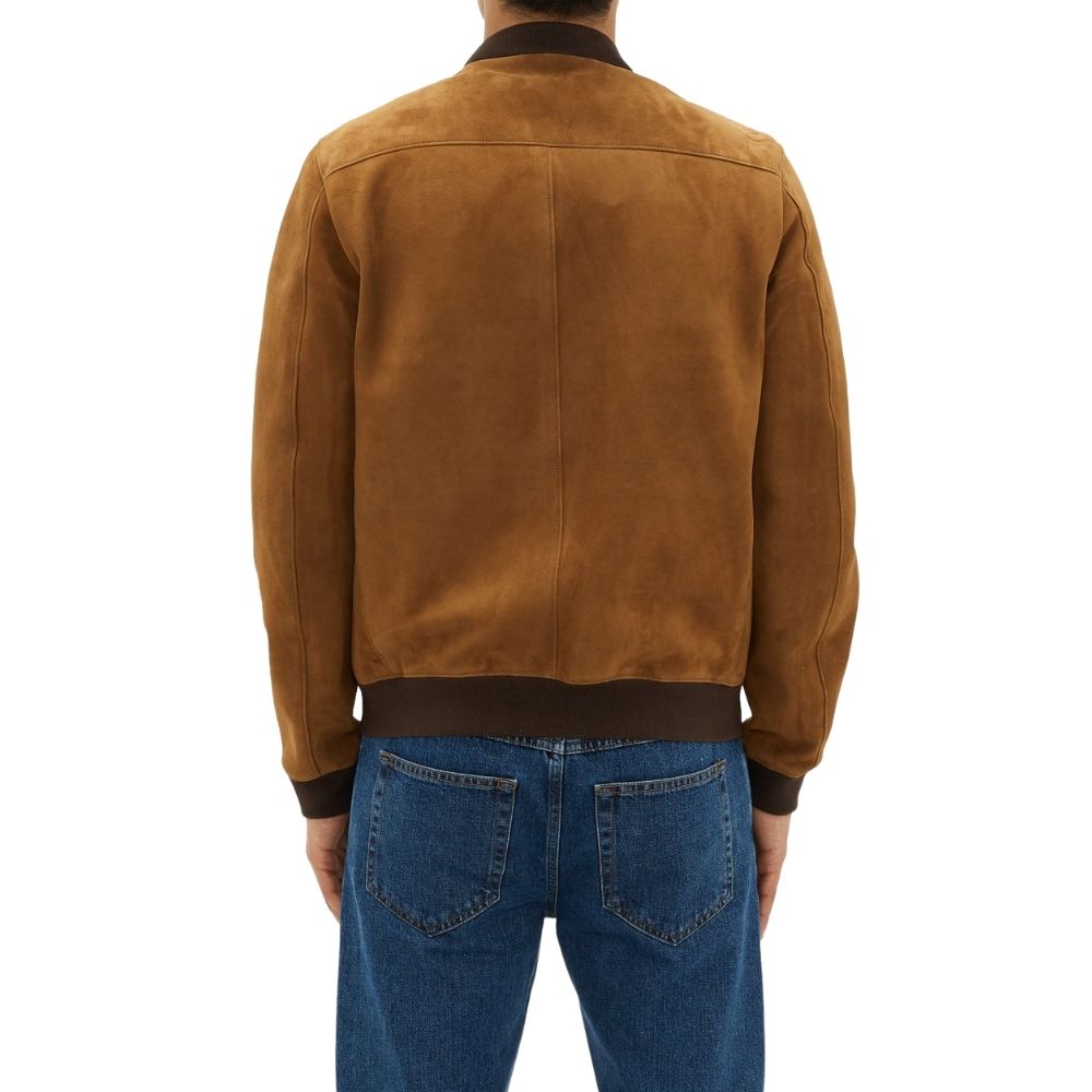 Brax Tan Suede Bomber Leather Jacket