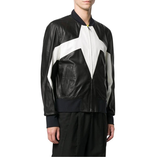 Gareth Black Bomber Leather jacket