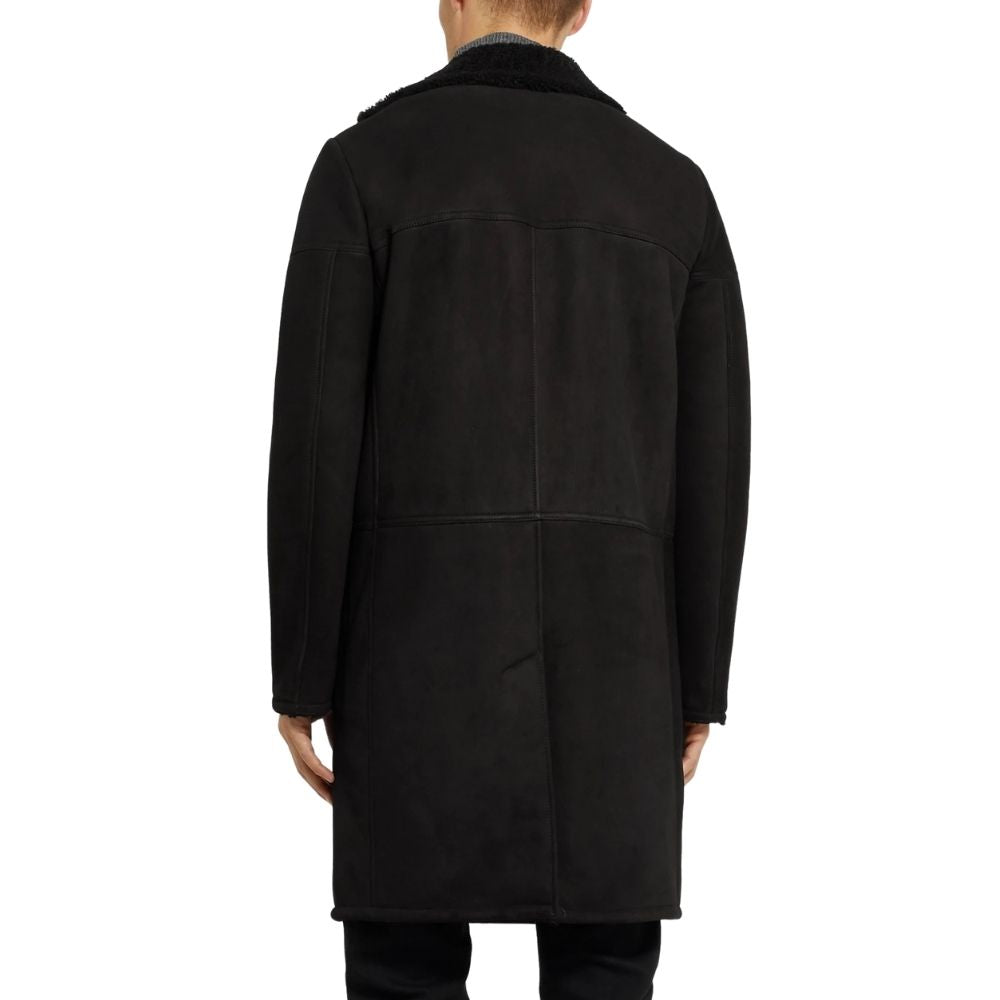 Nelson Black Suede Leather Trench Coat