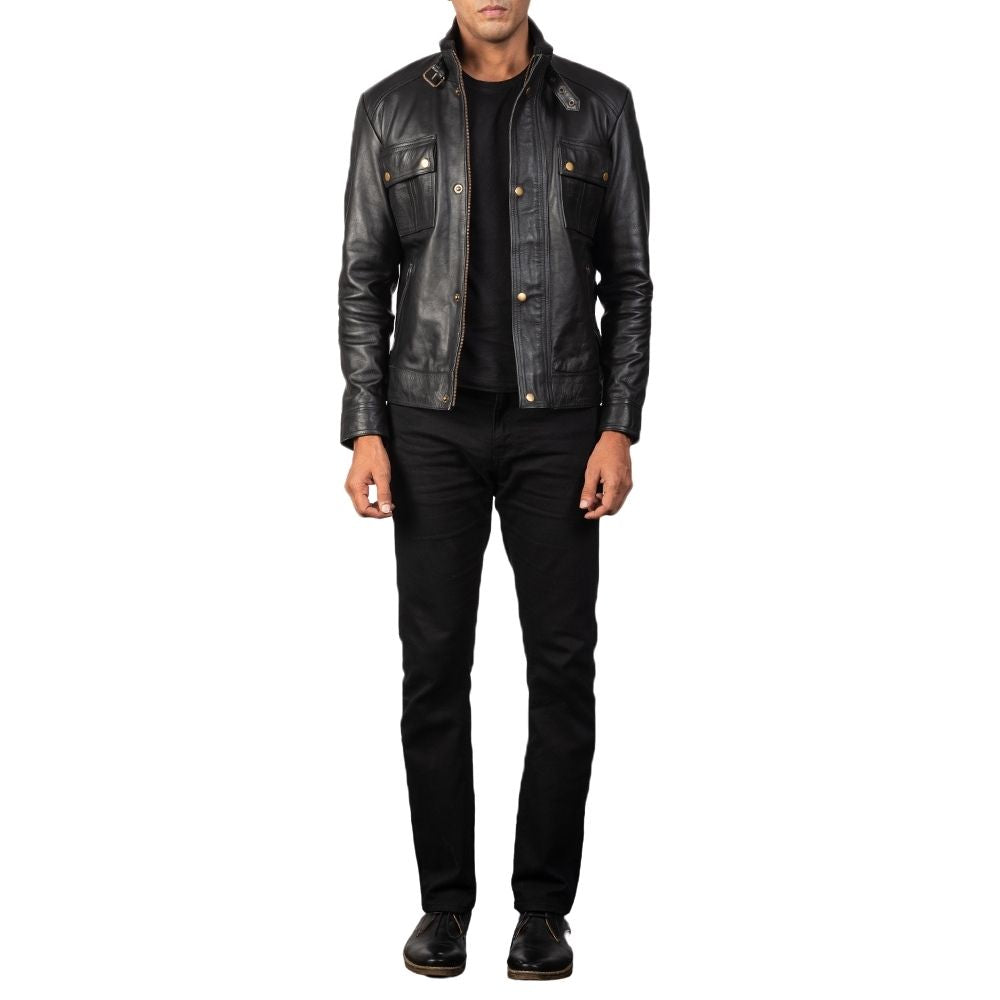 Emmett Black Racer Leather Jacket