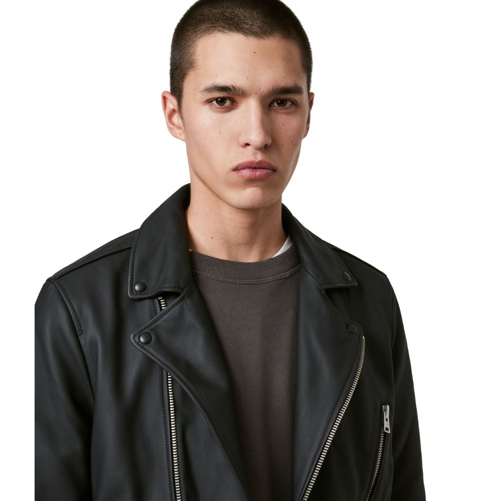 Derrick Black Motorcycle Leather Jacket