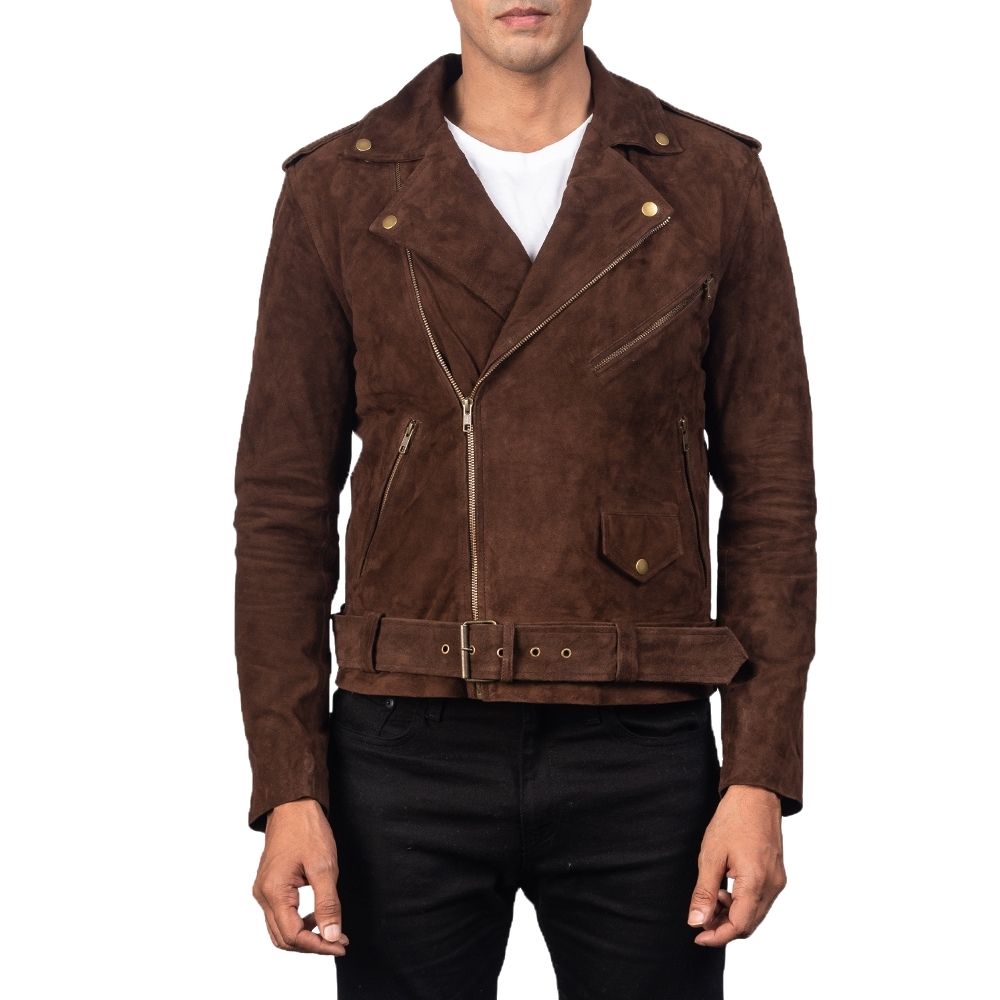 Kyle Brown Suede Motorcycle Leather Jacket