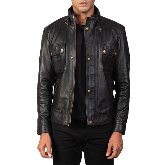 Emmett Black Racer Leather Jacket