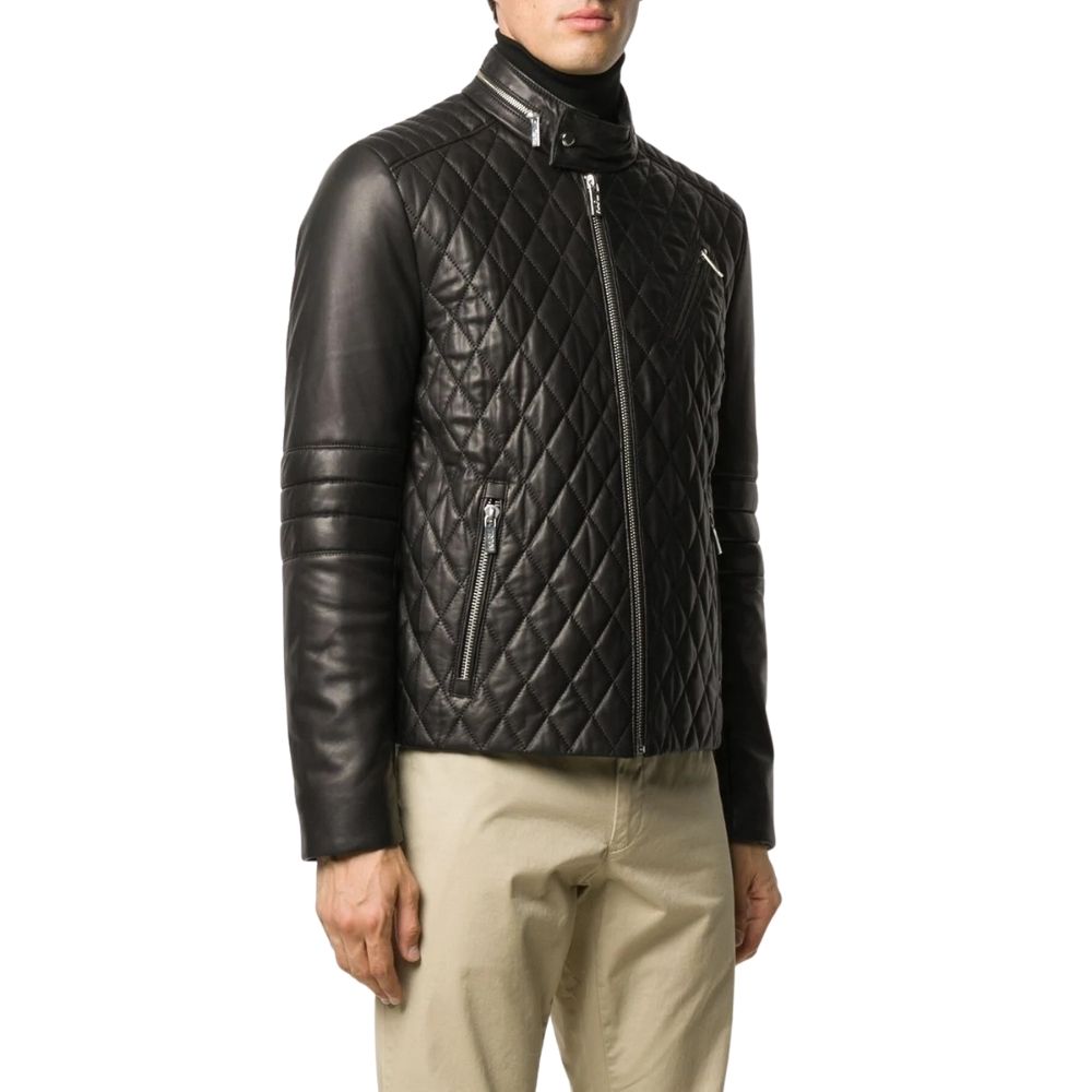 Alfred Black Racer Leather Jacet