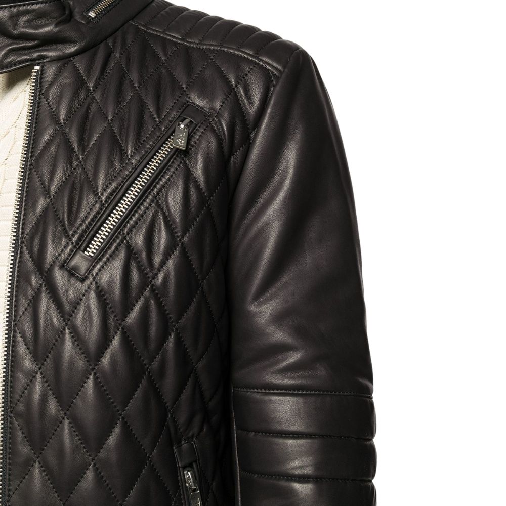 Alfred Black Racer Leather Jacet