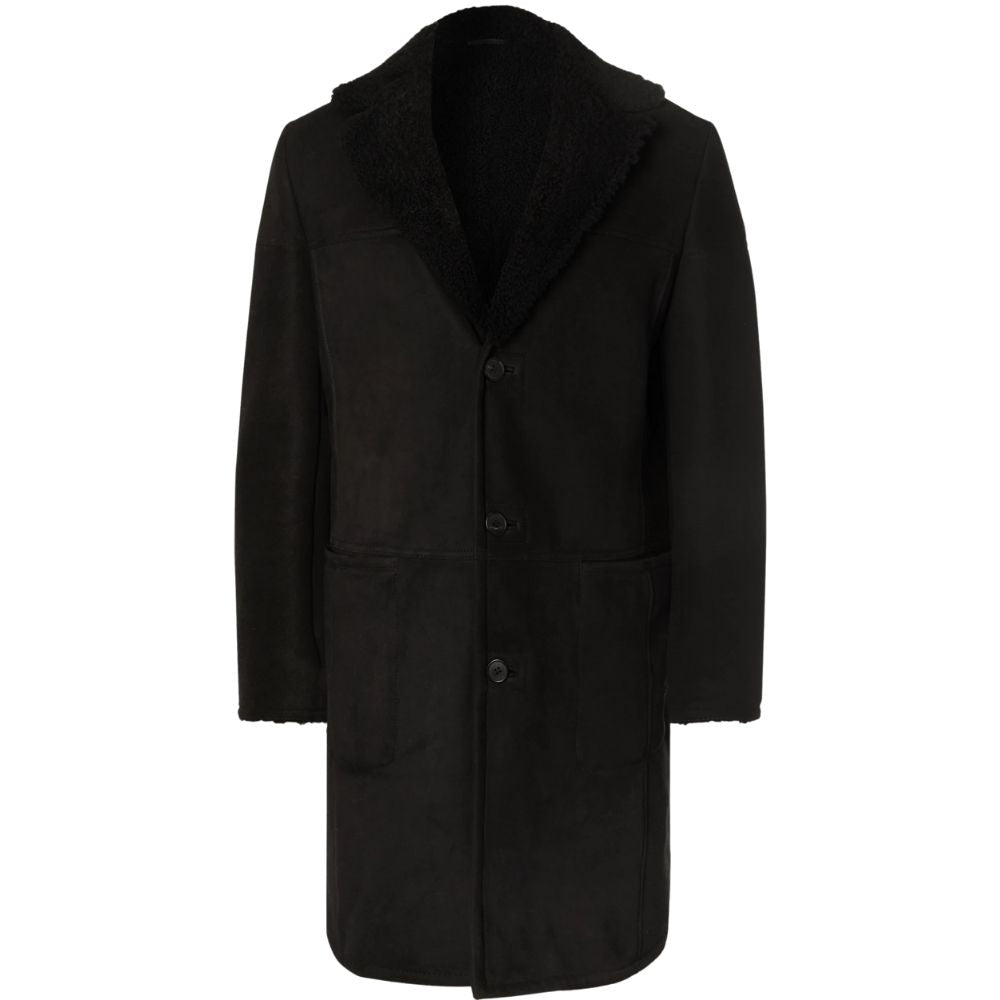 Nelson Black Suede Leather Trench Coat