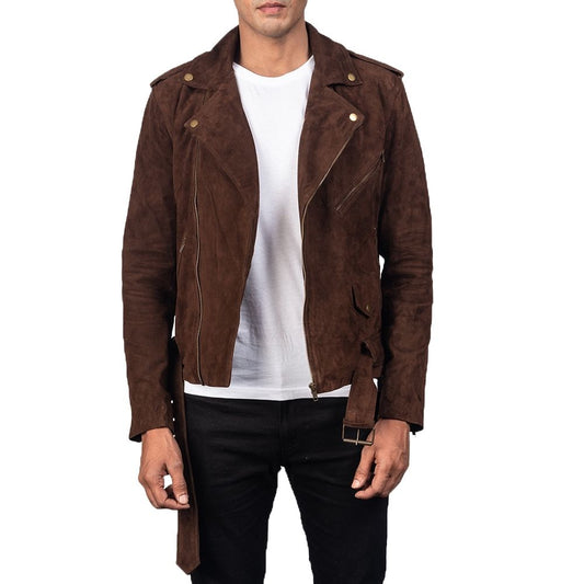 Kyle Brown Suede Motorcycle Leather Jacket