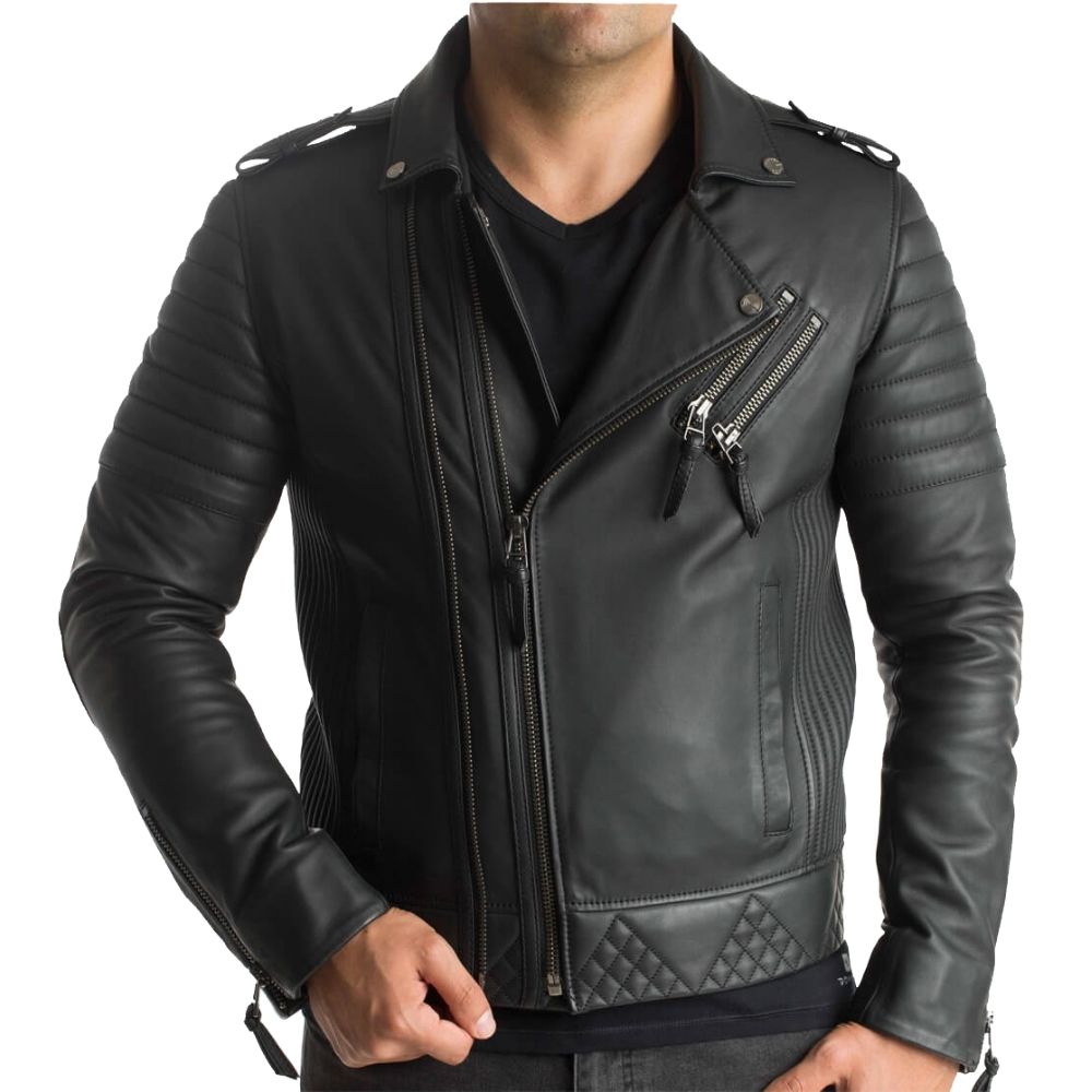 Duke Black Motorcycle Leather Jacket