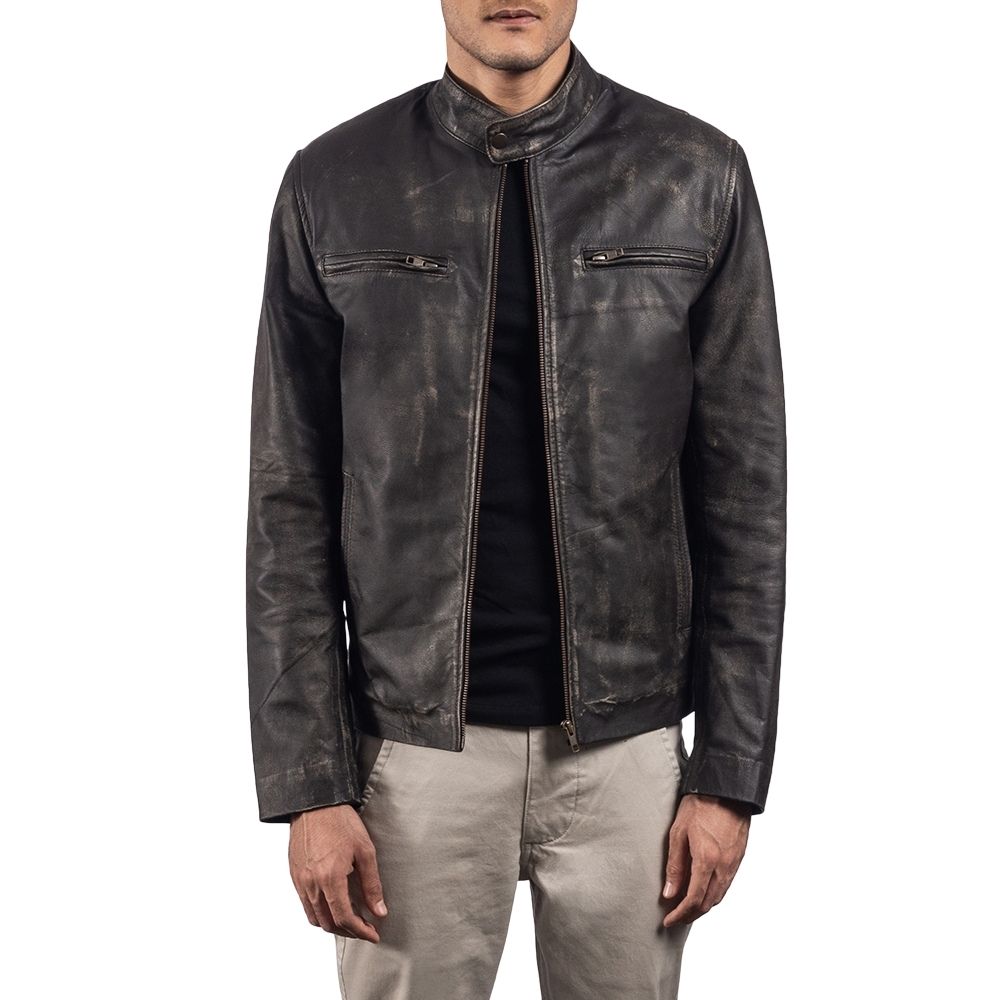 Edgar Black Racer Leather Jacket