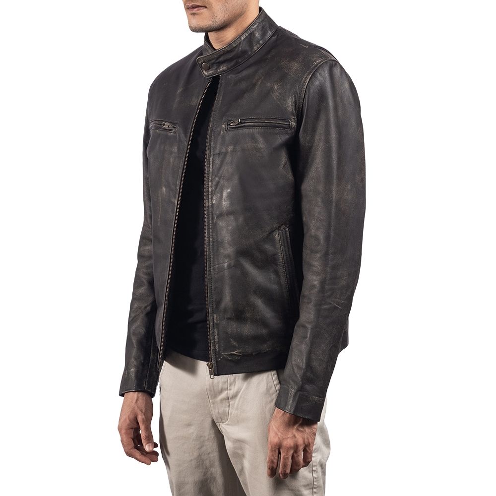 Edgar Black Racer Leather Jacket