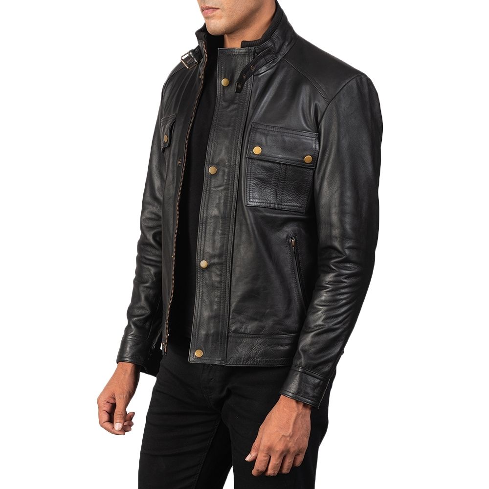 Emmett Black Racer Leather Jacket