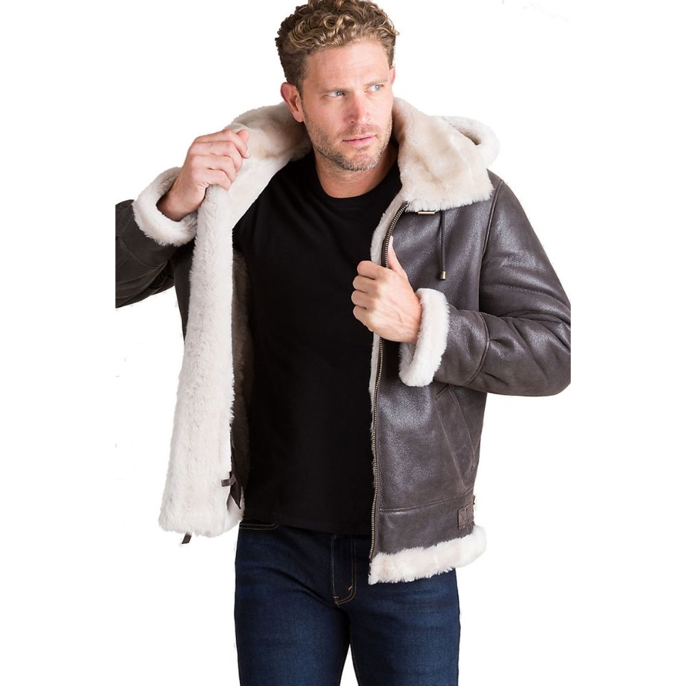 Dion Brown Fur Bomber Leather Jacket