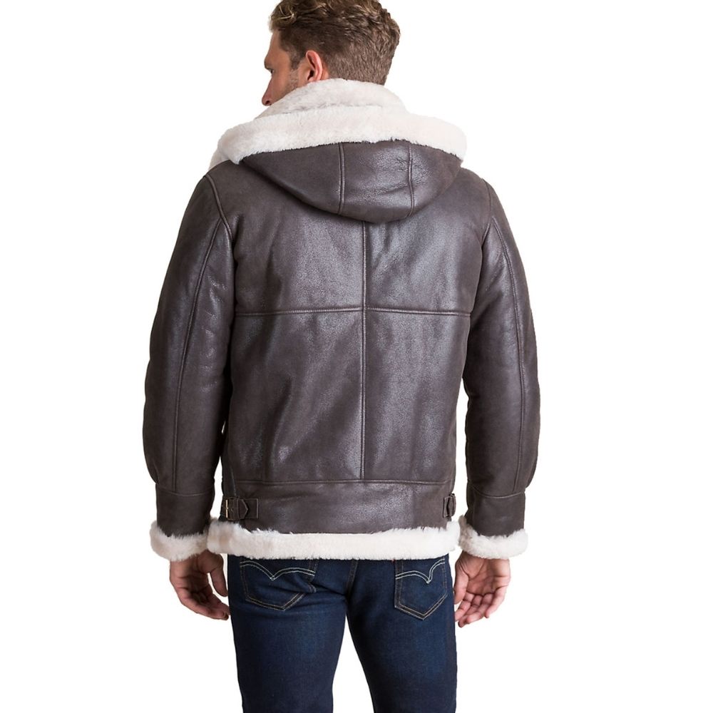 Dion Brown Fur Bomber Leather Jacket