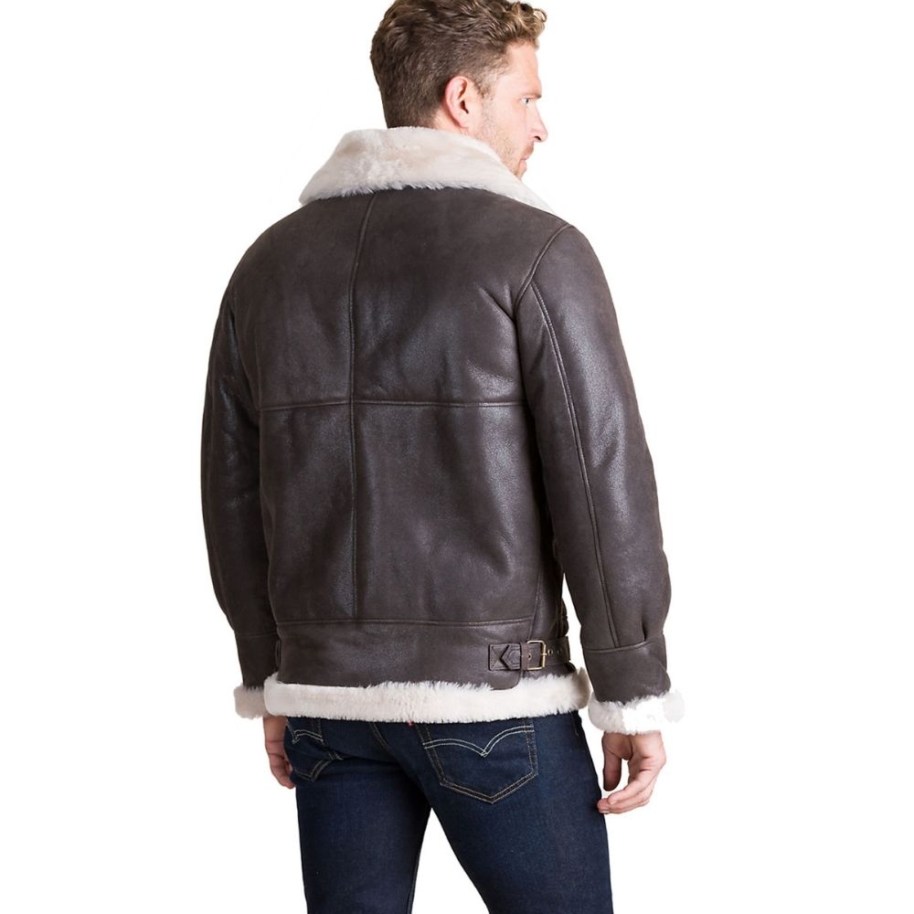 Dion Brown Fur Bomber Leather Jacket