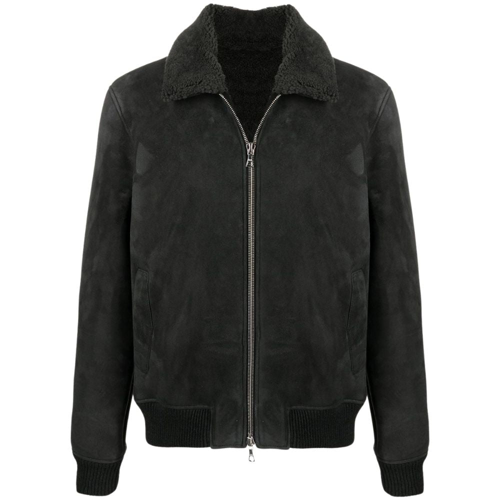 Teddy Black Bomber Leather Jacket