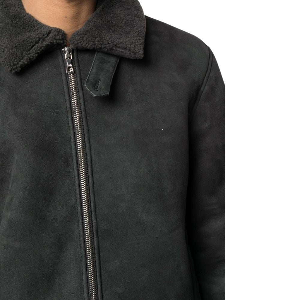 Teddy Black Bomber Leather Jacket