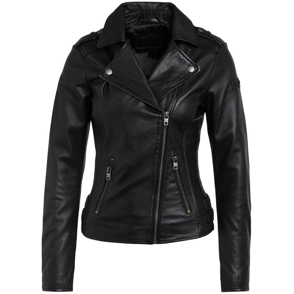 Bria Black Motorcycle Leather Jacket