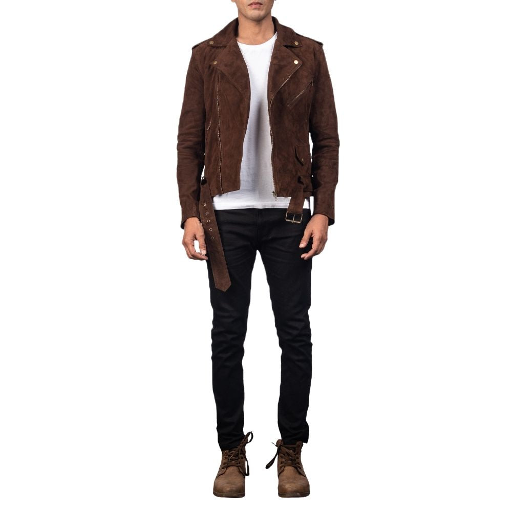 Kyle Brown Suede Motorcycle Leather Jacket