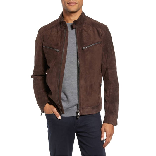 Jerome Brown Suede Racer Leather Jacket