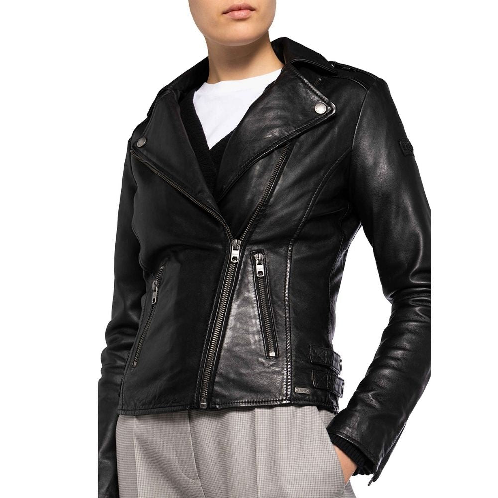 Bria Black Motorcycle Leather Jacket