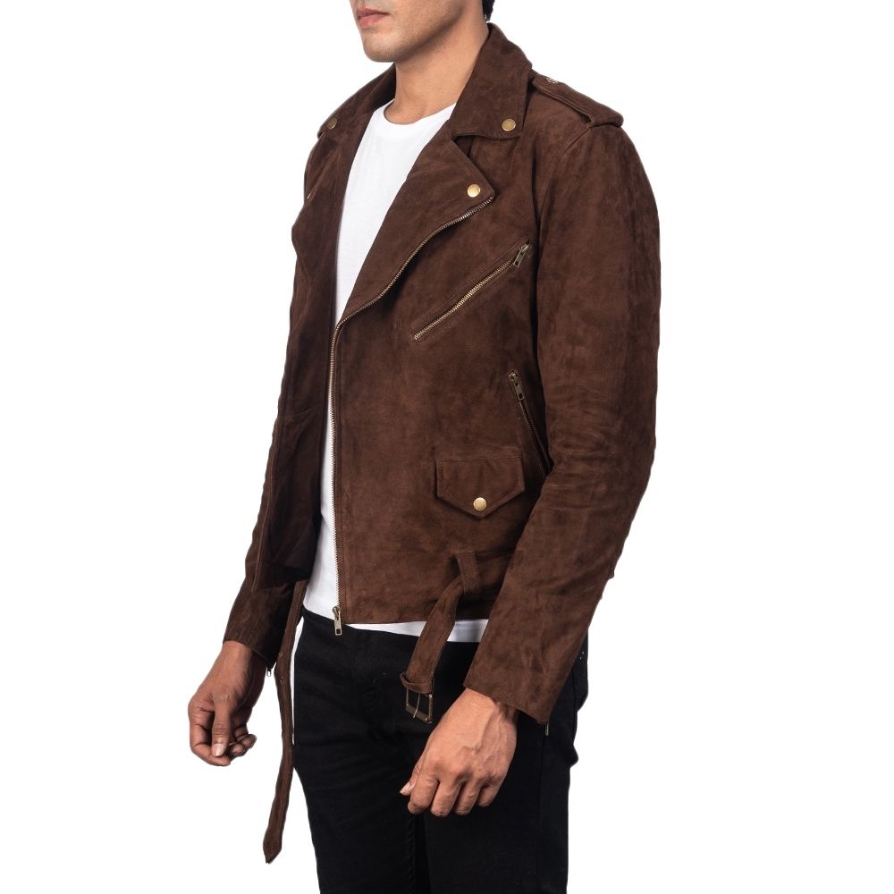 Kyle Brown Suede Motorcycle Leather Jacket