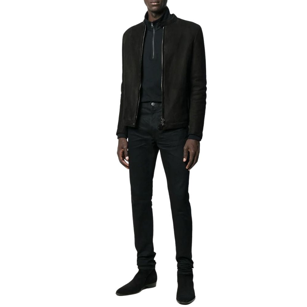 Louis Black Suede Racer Leather Jacket