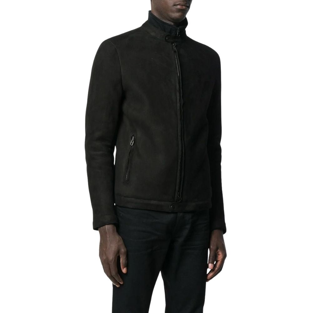 Louis Black Suede Racer Leather Jacket