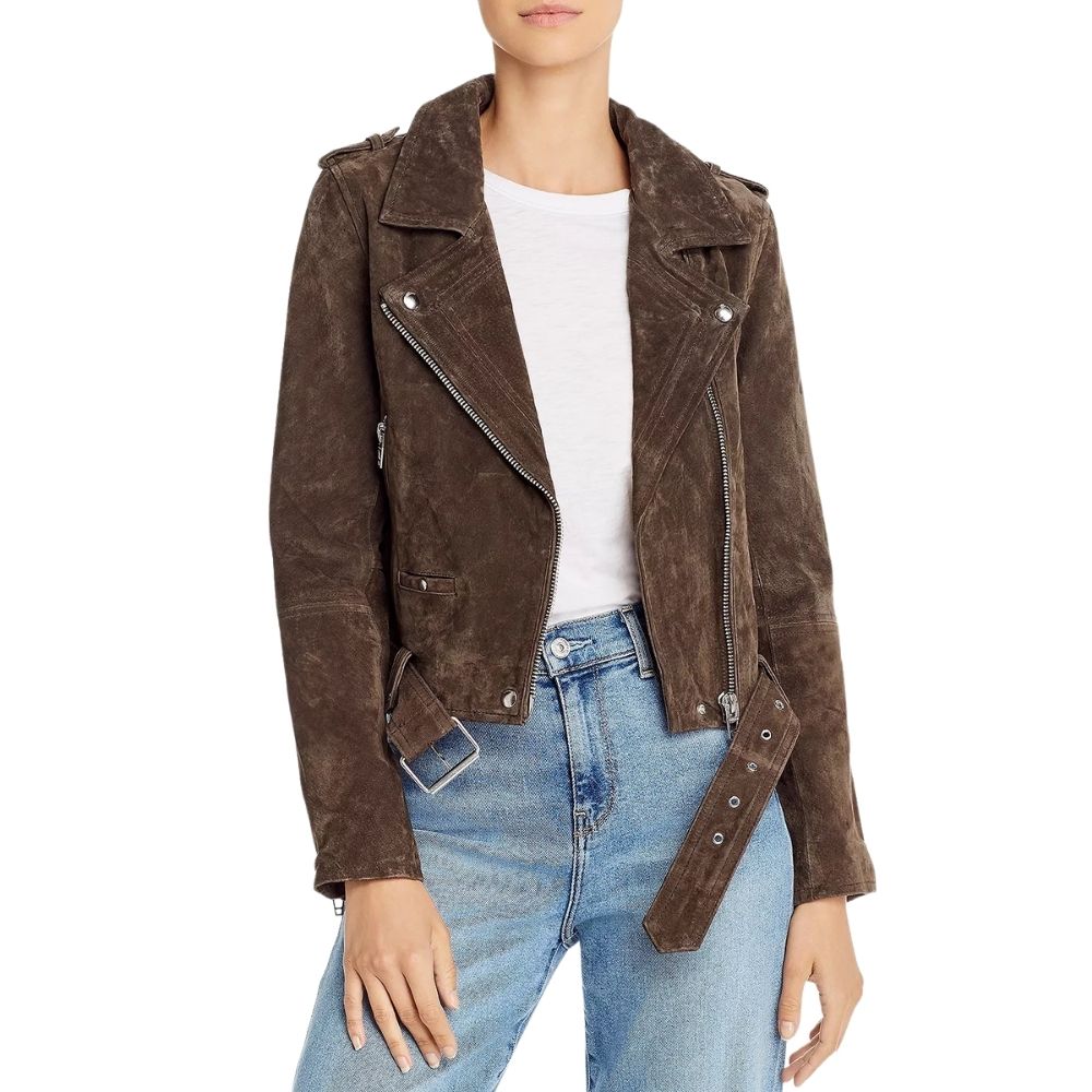 Brianna Brown Suede Biker Leather Jacket