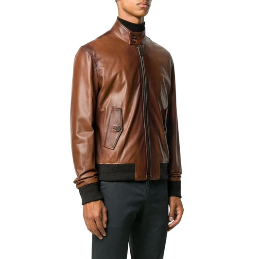 Anders Brown Bomber Leather Jacket