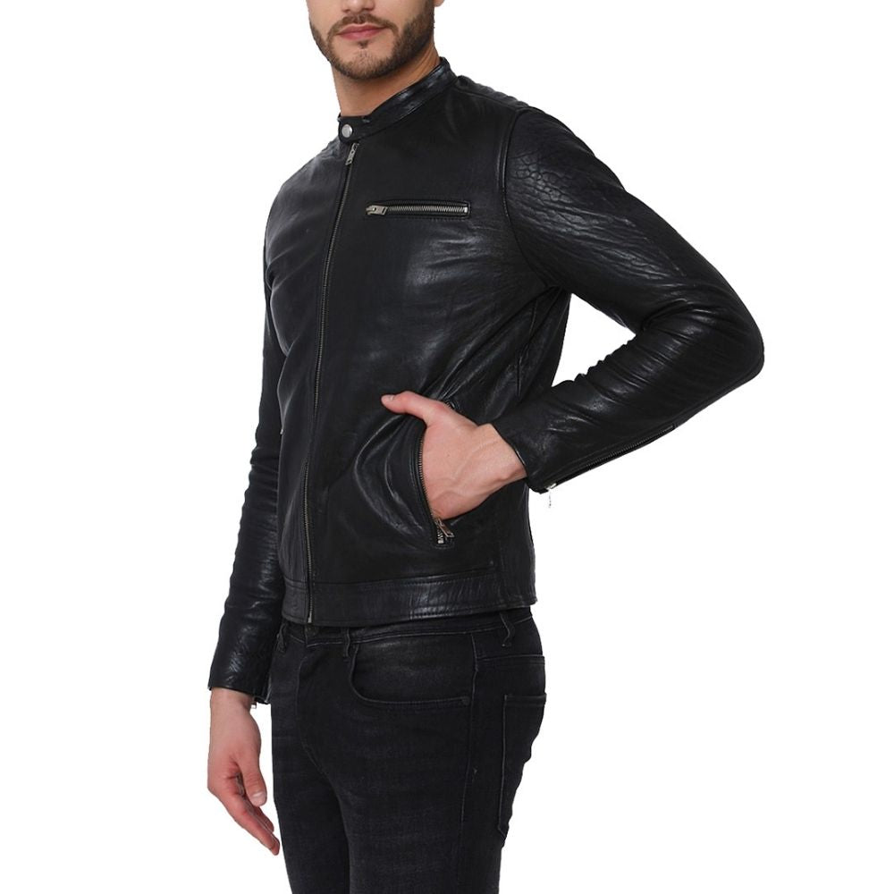 Graysen Black Racer Leather Jacket