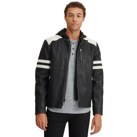 Hugh Black Racer Leather Jacket