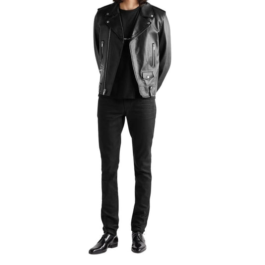 Aaron Black Biker Leather Jacket