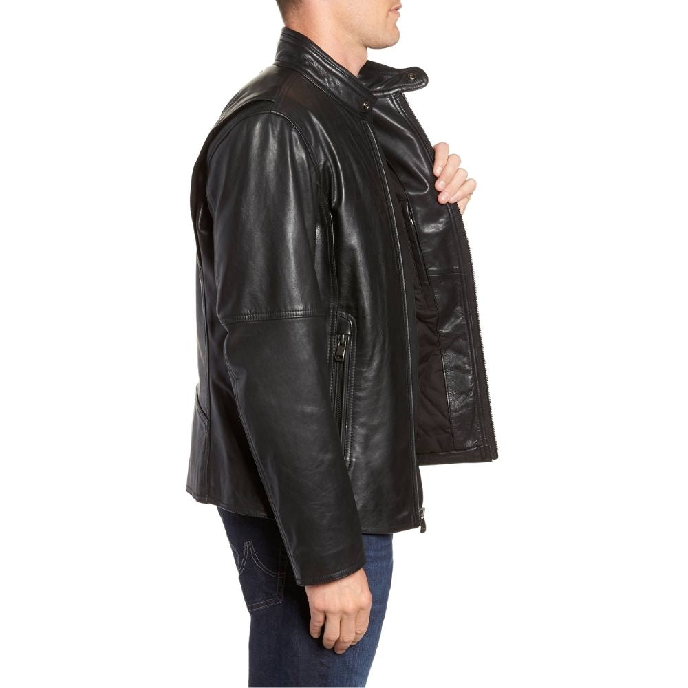 Gideon Black Racer Leather Jacket