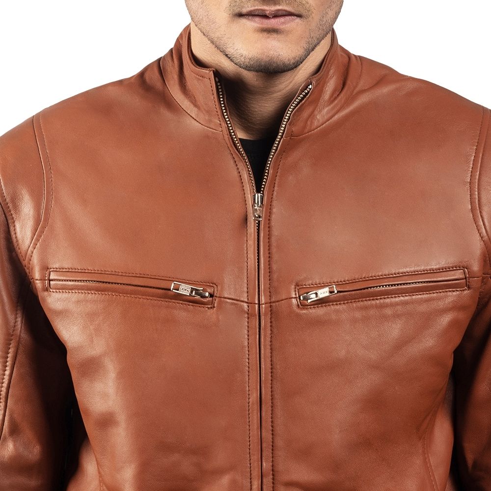 Jonas Brown Racer Leather Jacket