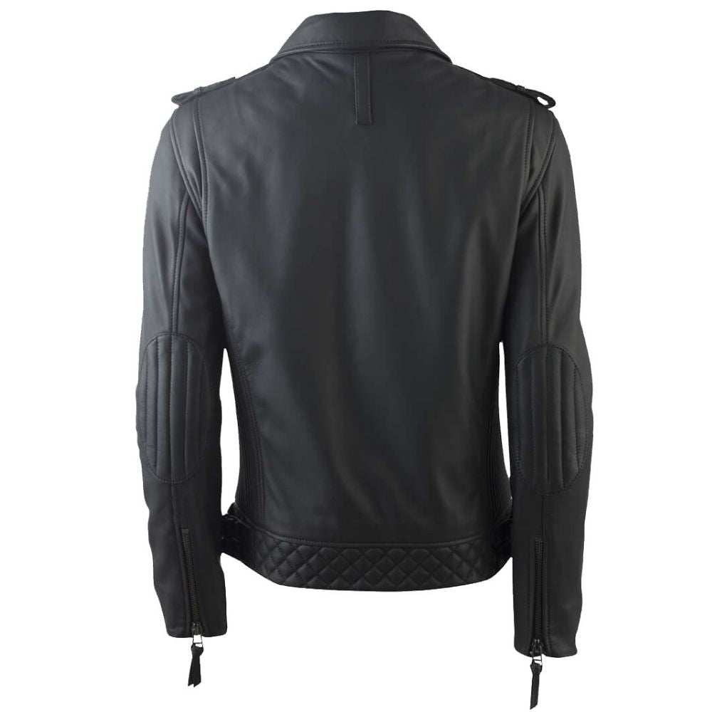 Douglas Black Quilted Motorcycle Leather Jacket